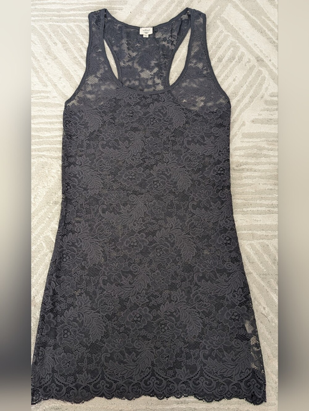 Aritzia Wilfred Charcoal Gray Lace Racerback Tank - XXS